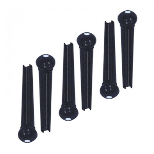 Guitar Tech Bridge Pins Set of 6 - Black w/White Dot