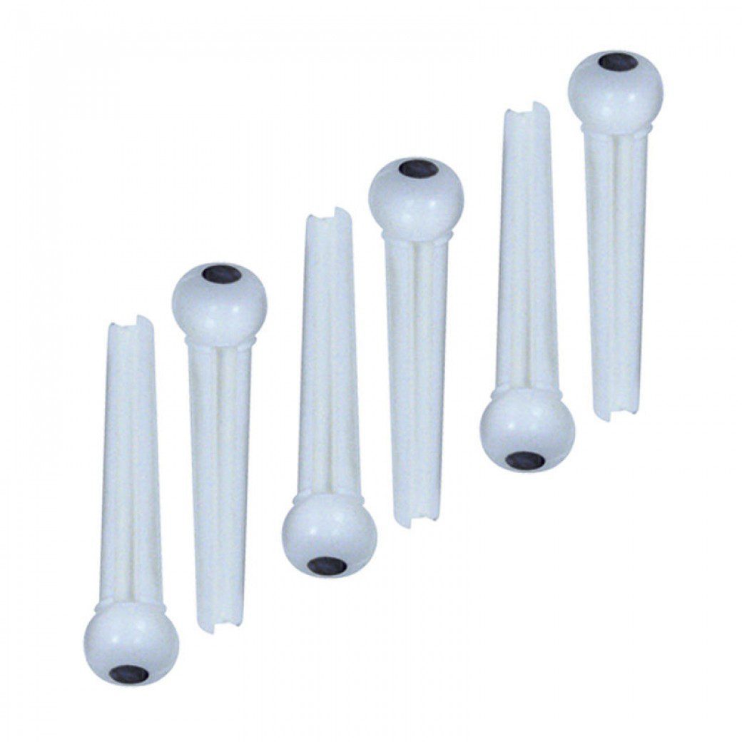 Guitar Tech Bridge Pins Set of 6 - White w/Black Dot