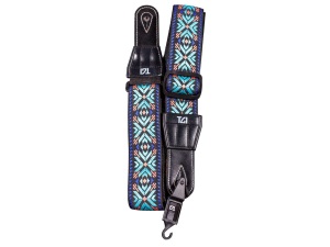 TGI Guitar Strap Woven Cotton Maltese Cross Stitch - Turquoise