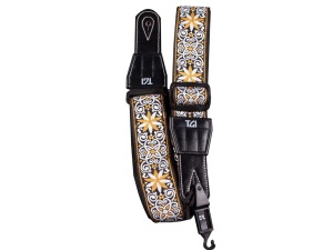 TGI Guitar Strap Woven Cotton Persian Stitch - Gold