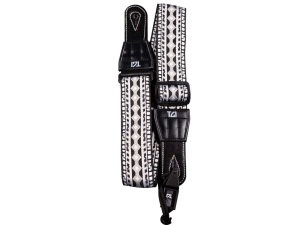 TGI Guitar Strap Woven Cotton Aztec Stitch - Black+ White