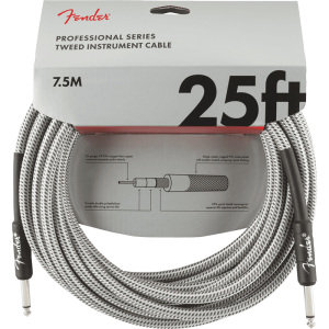 Fender Professional 25ft Instrument Cable - White Tweed