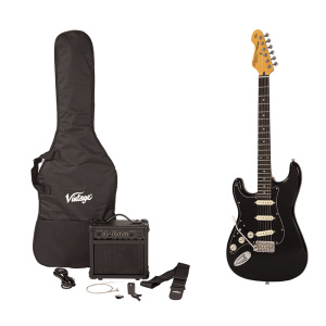 Vintage V60 Coaster Left-Handed Electric Guitar Pack - Boulevard Black