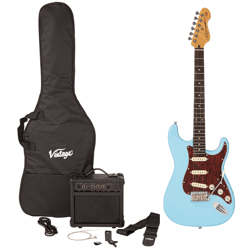 Vintage V60 Coaster Series Electric Guitar Pack Laguna Blue