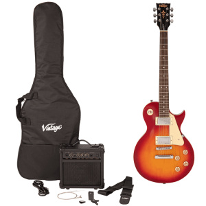 Vintage V10 Coaster Series Electric Guitar Pack - Cherry Sunburst
