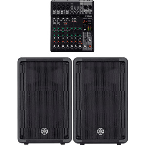 Yamaha DBR10 700w Powered Loudspeaker Pair + MG10X Mixing Console