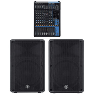 Yamaha DBR15 1000w Powered Loudspeaker Pair+ MG12XU Mixing Console