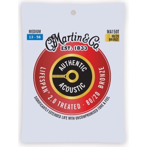 Martin Authentic Acoustic Lifespan 2.0 80/20 Bronze Guitar Strings - Medium 13-56