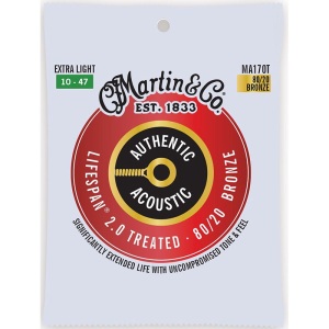 Martin Authentic Acoustic Lifespan 2.0 80/20 Bronze Guitar Strings - Extra Light 10-47