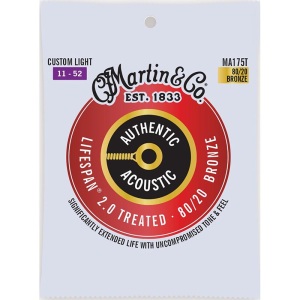 Martin Authentic Acoustic Lifespan 2.0 80/20 Bronze Guitar Strings - Custom Light 11-52