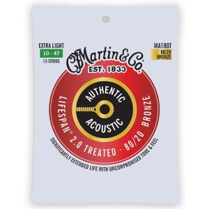 Martin Authentic Acoustic Lifespan 2.0 80/20 Bronze Guitar Strings - Extra Light - 12-String 10-47