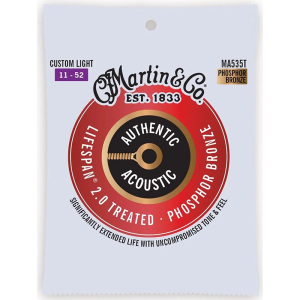 Martin Authentic Acoustic Lifespan 2.0 Phosphor Bronze Guitar Strings - Custom Light - 11-52