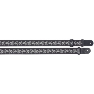 Stagg Woven Nylon Guitar Strap - Skull N' Trident - White