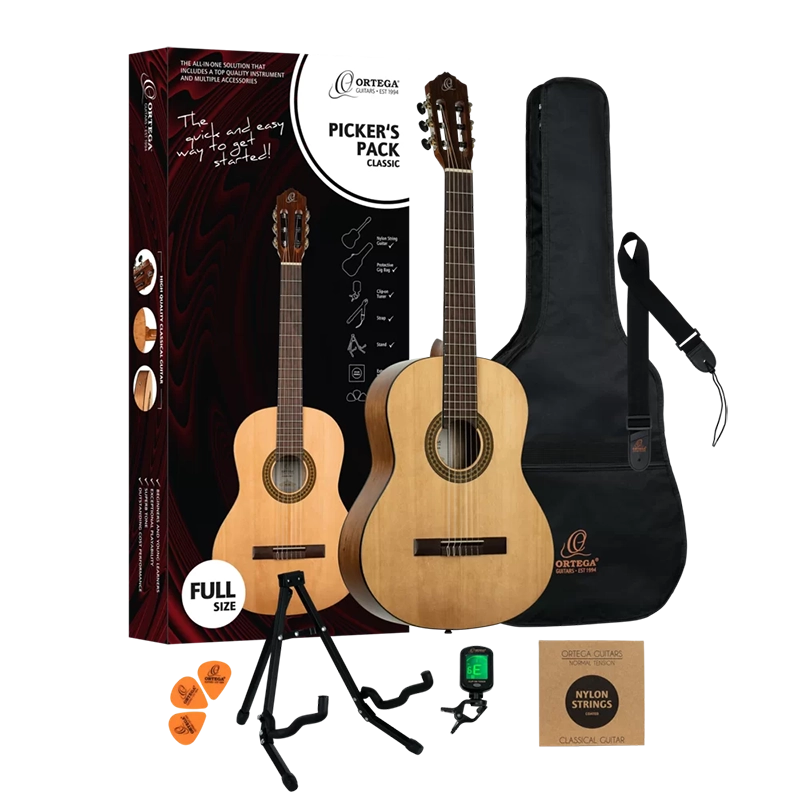 Ortega RPPC44 4/4 Size Classical Guitar Pack
