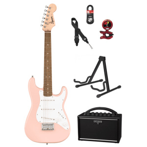 Fender Squier FSR Mini Stratocaster/ BOSS KATANA Pack - Shell Pink