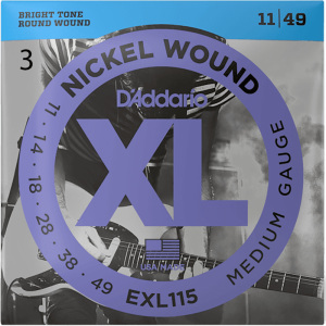 D'addario EXL115-3D 11-49 Nickel Medium - 3-Pack