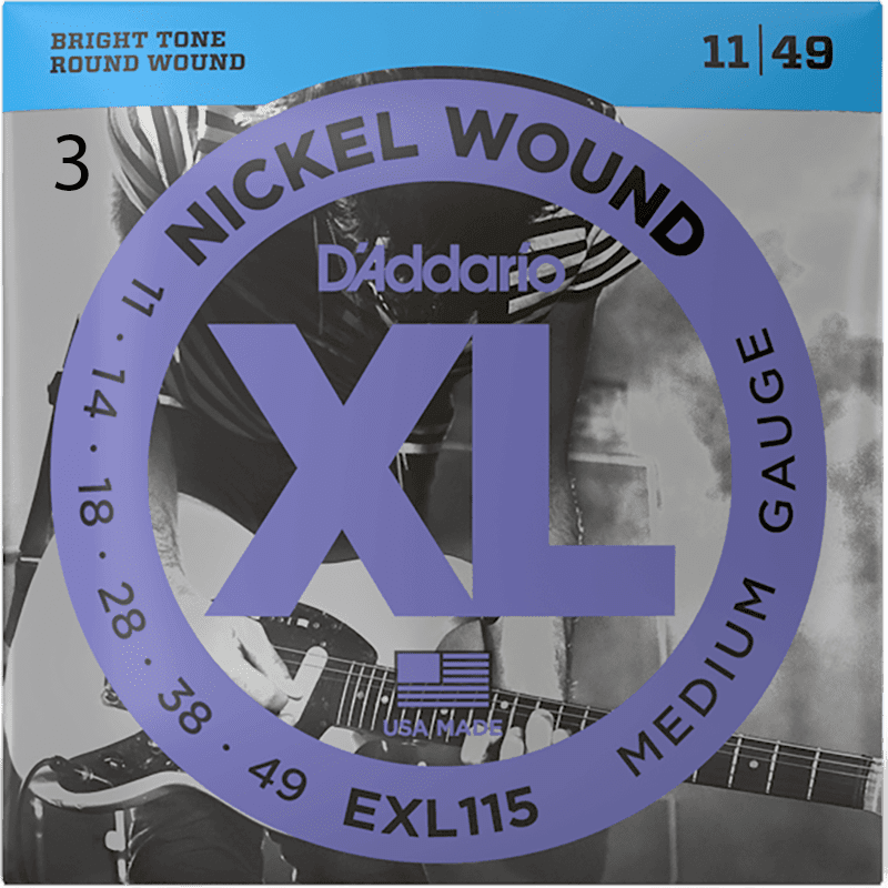 D'addario EXL115-3D 11-49 Nickel Medium - 3-Pack