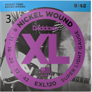 D'addario EXL120-3D 09-42 Nickel Super Light - 3-Pack