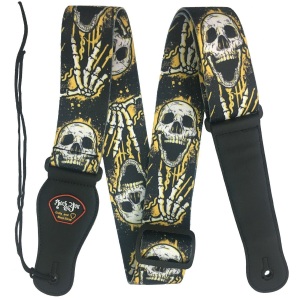 Rock You 2" Guitar Strap - Leatherette Ends - Skull