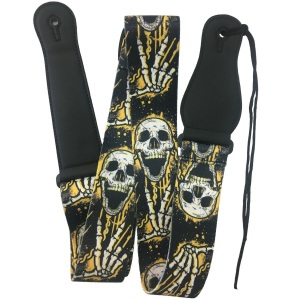 Rock You 2" Guitar Strap - Leatherette Ends - Skull