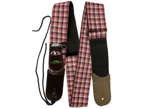 Rock You 2" Cotton Adjustable Guitar Strap w/Pick Holder - Check