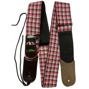 Rock You 2" Cotton Adjustable Guitar Strap w/Pick Holder - Check