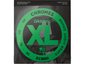 D'addario Chromes ECB80 45-95 Super Light Long Scale Flat Wound Bass Guitar Strings