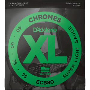 D'addario Chromes ECB80 45-95 Super Light Long Scale Flat Wound Bass Guitar Strings