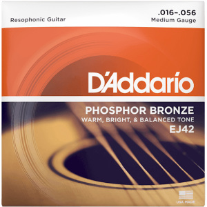 D'addario EJ42 .16-.56 Phosphor Bronze Resophonic Acoustic Guitar Strings
