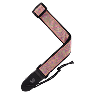 D'addario Jacquard Ukulele Starp - Paisley Pink/Green