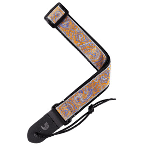 D'addario Jacquard Ukulele Starp - Paisley Gray/Orange