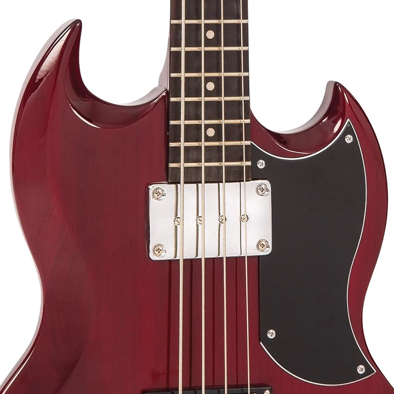 Vintage VS4 Reissued Bass Guitar - Cherry Red - Image 5