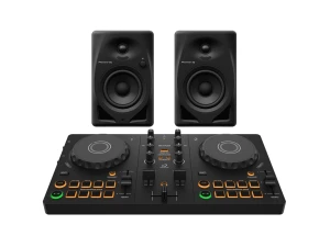 AlphaTheta DDJ-FLX2 Compact 2-Channel DJ Controller w/DM-40D 4-Inch Desktop Monitor System