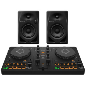 AlphaTheta DDJ-FLX2 Compact 2-Channel DJ Controller w/DM-40D 4-Inch Desktop Monitor System