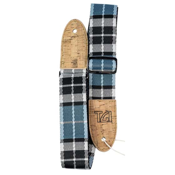 TGI Guitar Strap Woven Cotton Vegan - Tartan Blue