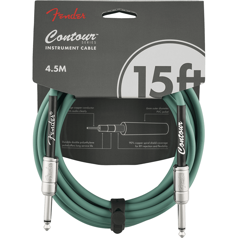 Fender Countour Series Instrument Cable 15ft - Sherwood Green