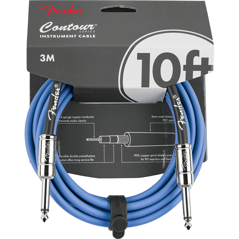 Fender Countour Series Instrument Cable 10ft - Lake Placid Blue