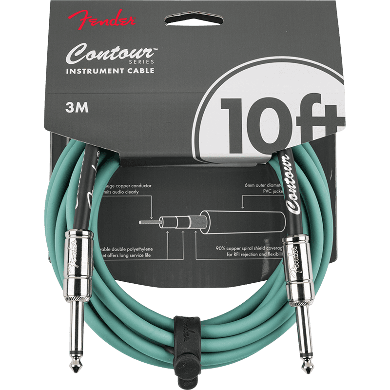 Fender Countour Series Instrument Cable 10ft - Sherwood Green