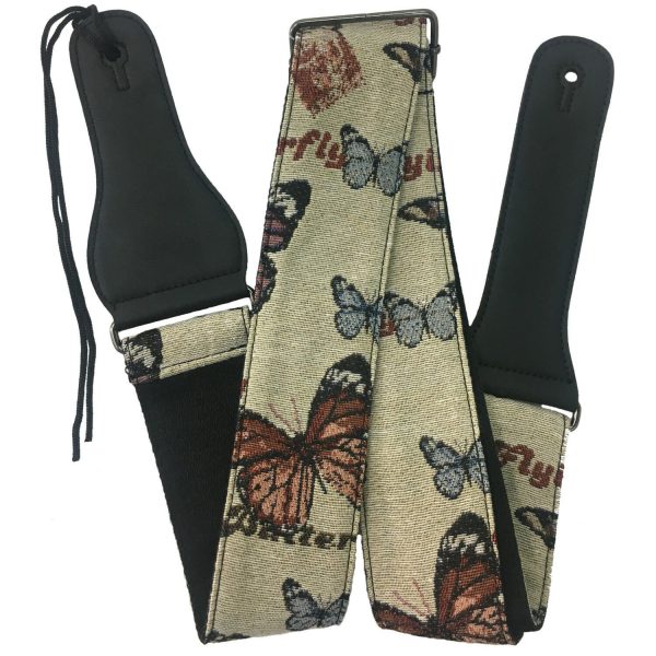 Rock You 2" Guitar Strap - Leatherette Ends - Butterfly