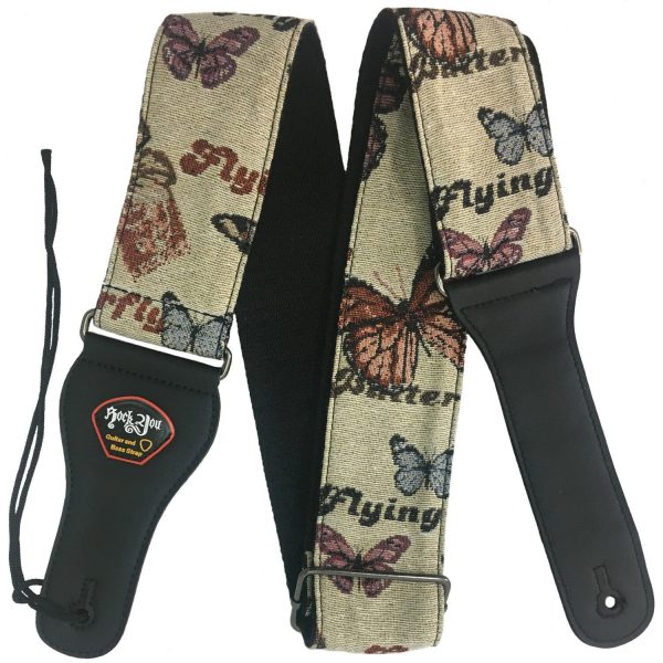 Rock You 2" Guitar Strap - Leatherette Ends - Butterfly