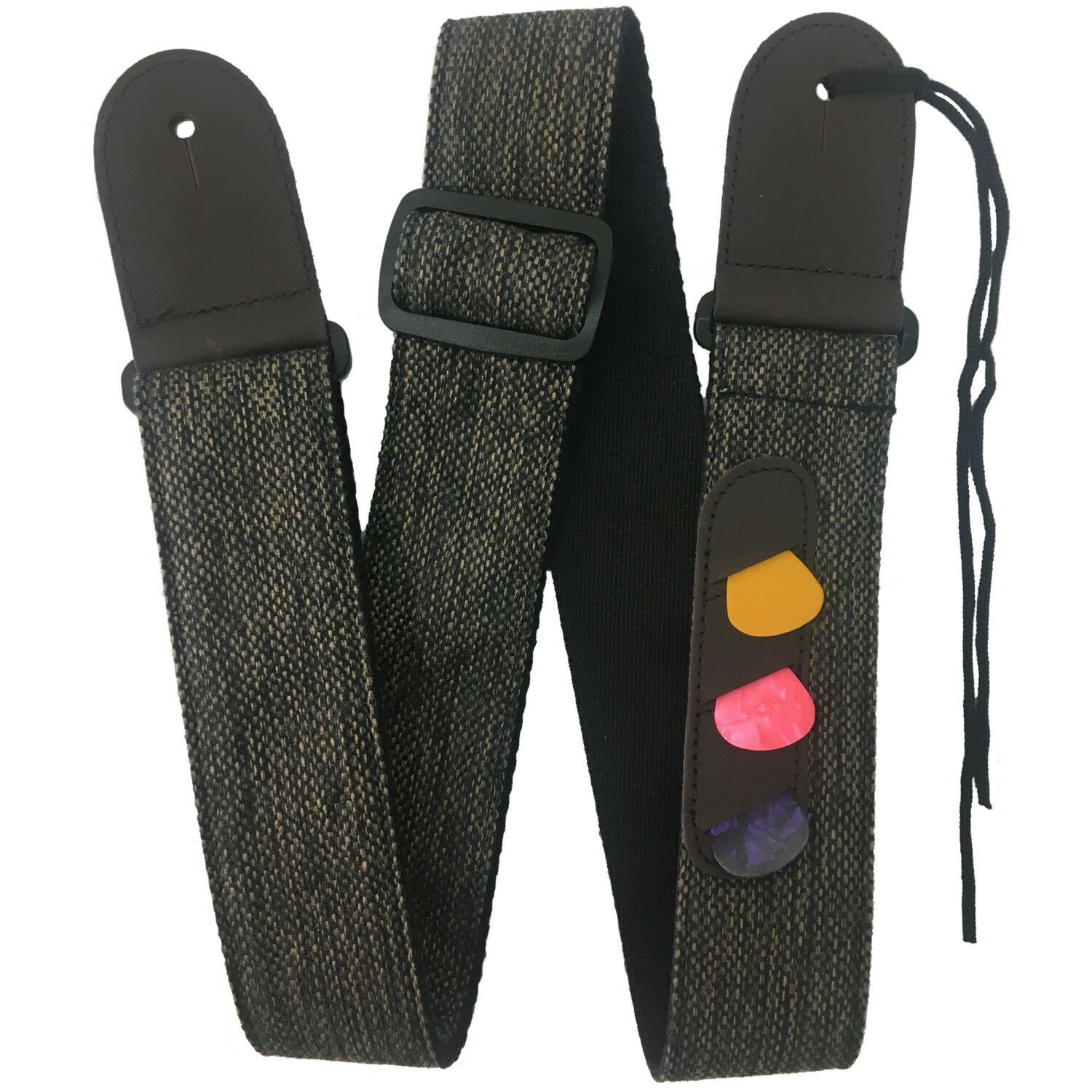 Rock You 2" Cotton/Linen Guitar Strap - Leather Ends - Mocha