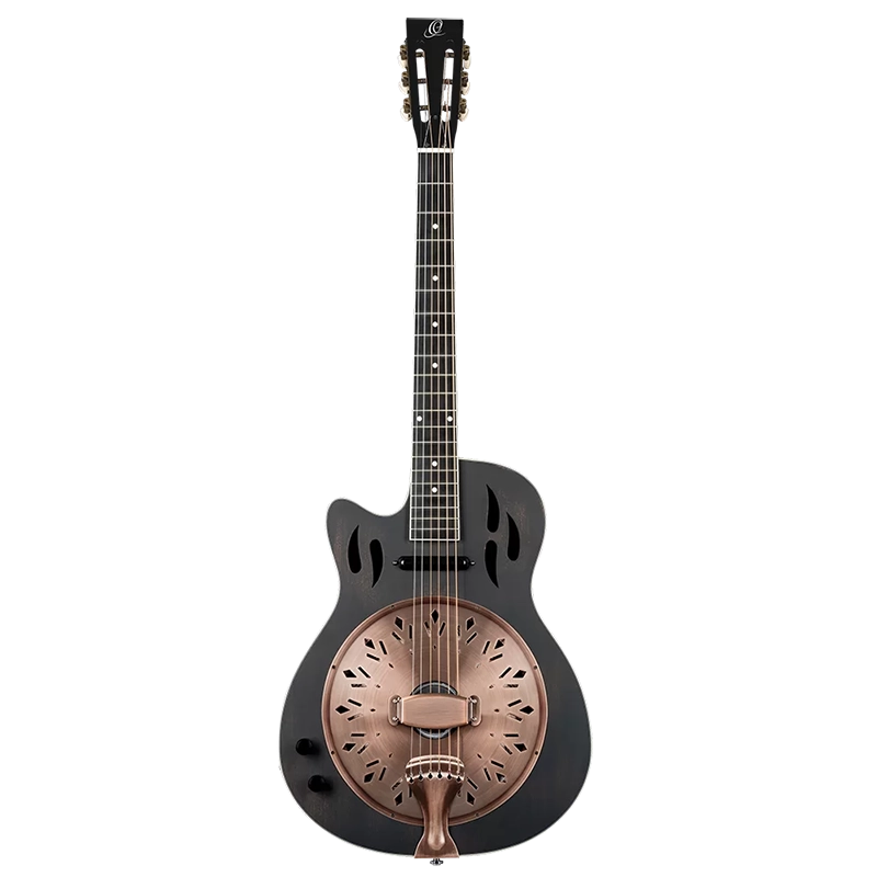 Ortega RRG40CE-LH Left Handed Resonator Guitar w/Pickup - Distressed Satin Black - Image 9