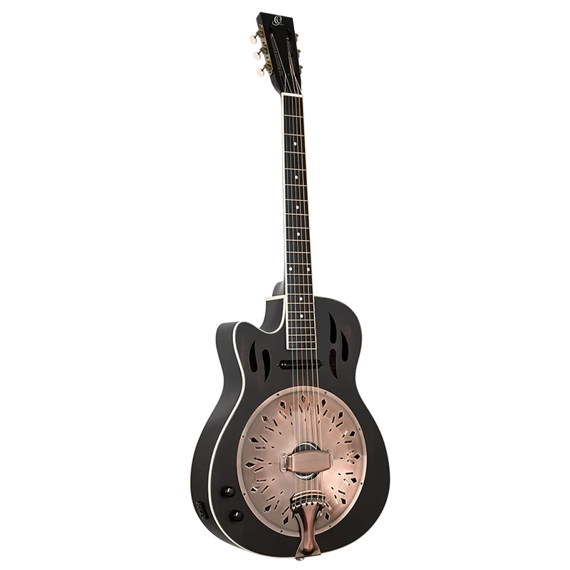 Ortega RRG40CE-LH Left Handed Resonator Guitar w/Pickup - Distressed Satin Black