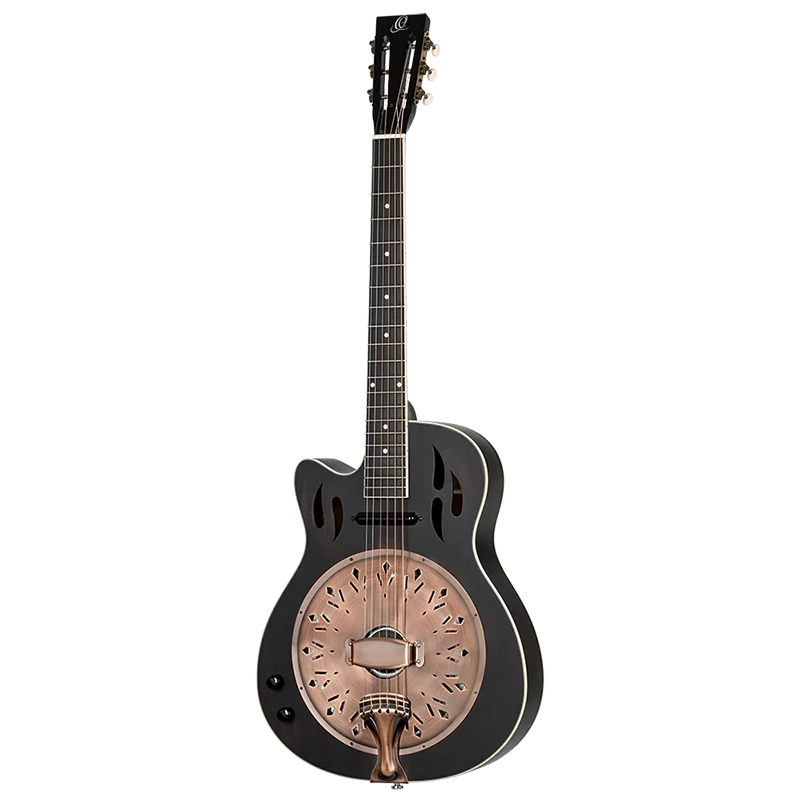 Ortega RRG40CE-LH Left Handed Resonator Guitar w/Pickup - Distressed Satin Black - Image 3