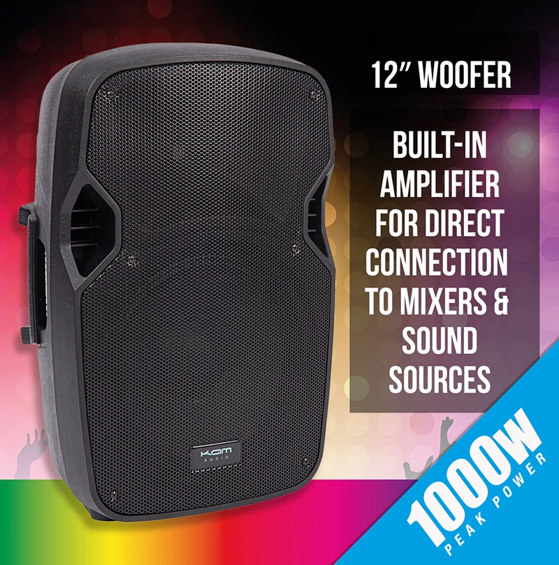 KAM RZ12ABT - 12" 1000w Portable Speaker w/Bluetooth + Speaker Stand - Image 9