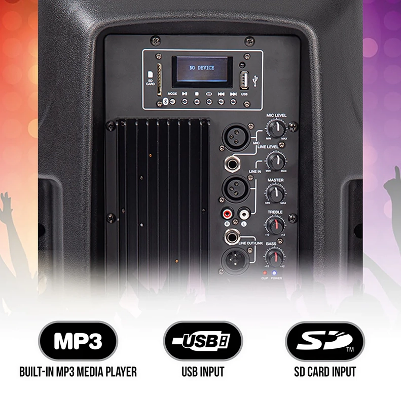 KAM RZ12ABT - 12" 1000w Portable Speaker w/Bluetooth + Speaker Stand - Image 8