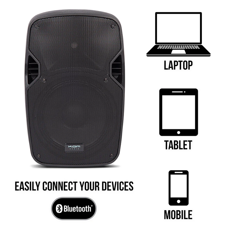 KAM RZ12ABT - 12" 1000w Portable Speaker w/Bluetooth + Speaker Stand - Image 6