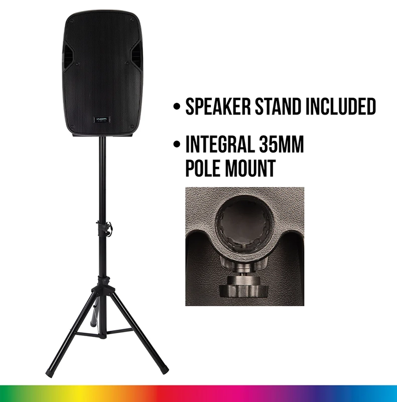 KAM RZ12ABT - 12" 1000w Portable Speaker w/Bluetooth + Speaker Stand - Image 4