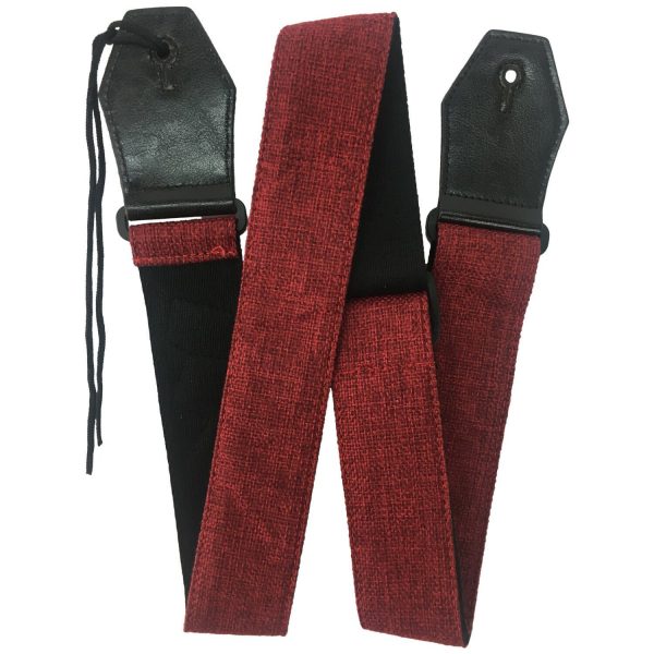 Rock You 2" Cotton/Linen Guitar Strap - Leather Ends - Red