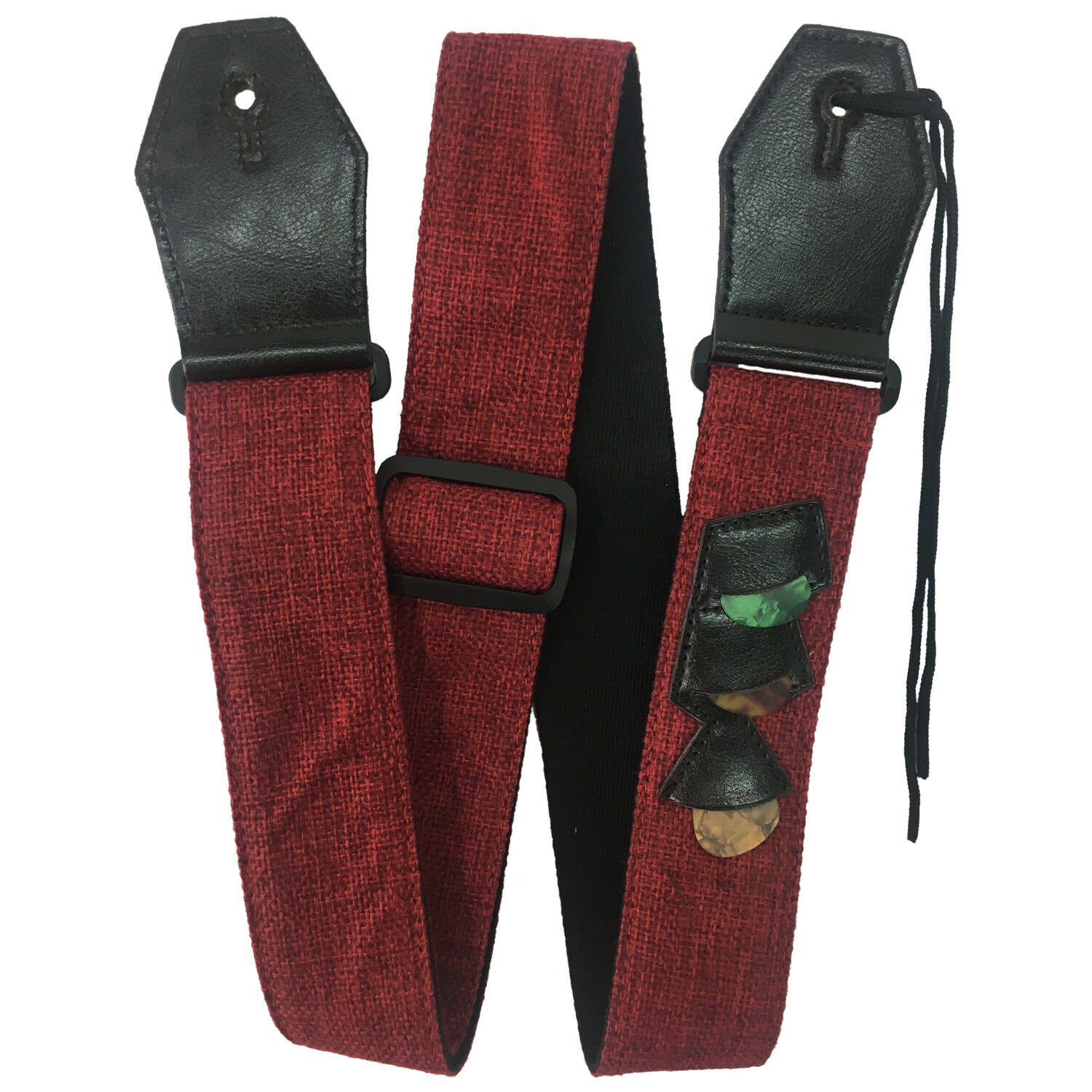 Rock You 2" Cotton/Linen Guitar Strap - Leather Ends - Red